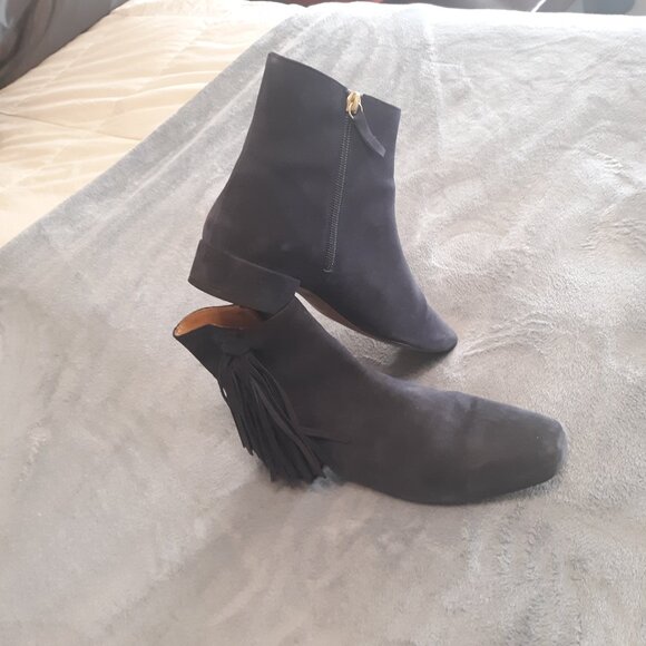 Navy suede ankle booties - Picture 2 of 2